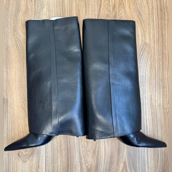 Zara Shoes - Zara Black Leather Knee High Pointed Toe Boots EU 41 NIB